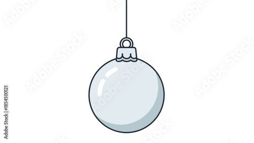 White Christmas Ball Ornament Hanging.