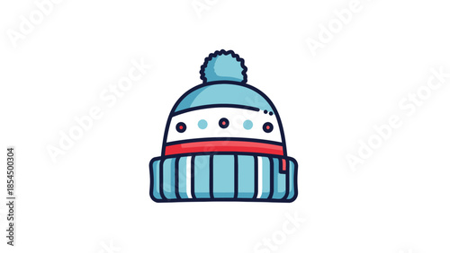 Blue Winter Beanie Hat Cartoon.