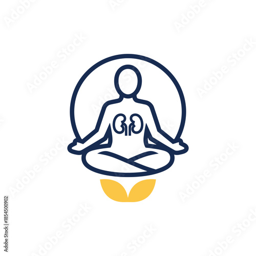 World kidney day healthy lifestyle line art bold outline meditation halo ring vector illustration