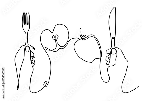 vector illustration of eating apple