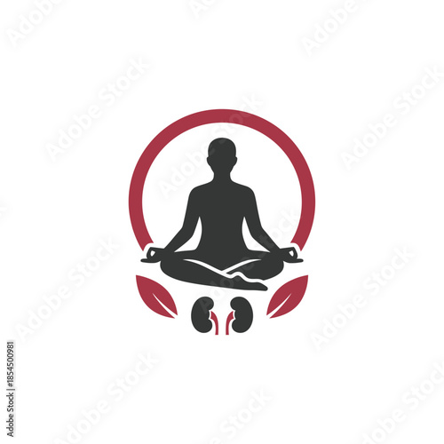World kidney day healthy lifestyle stress relief meditation pose silhouette vector illustration