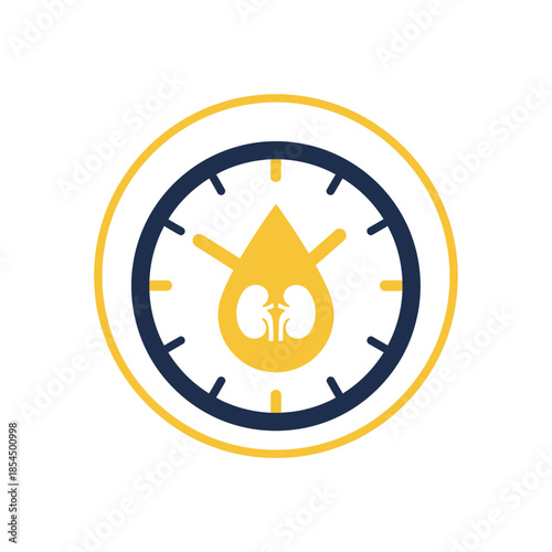 World kidney day healthy lifestyle smart hydration clock and droplet vector illustration