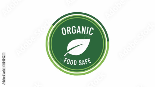 Organic Food Safe Label with Leaf Icon.