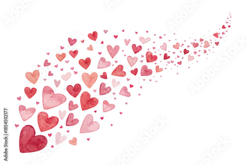 Heart Confetti Trail Watercolor vector illustration isolated on white background