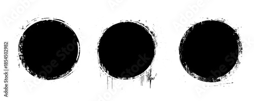 Set of grunge round frames Enso zen vector Paint Brush Stroke Circle Isolated