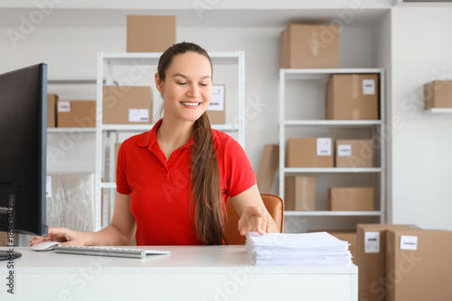 Female worker working at ta...