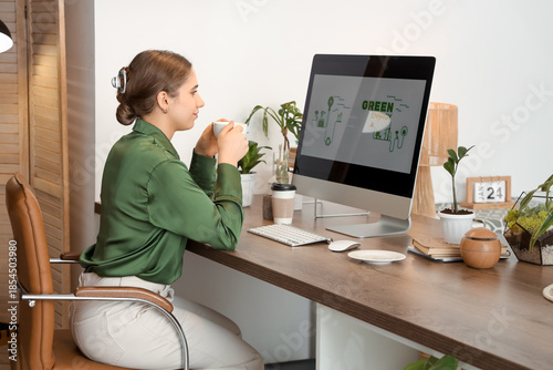Female engineer with coffee...