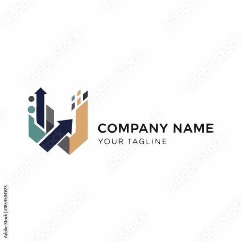 Modern business logo featuring upward arrows and geometric shapes for growth.