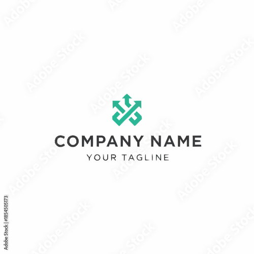 Abstract Logo Design Featuring Intertwined Arrows and Geometric Shapes.