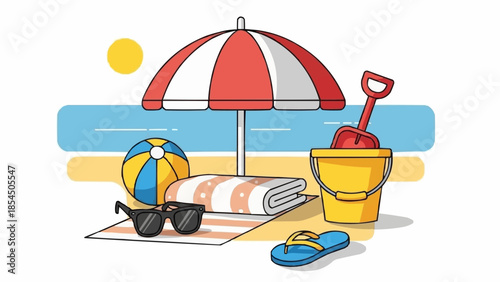 Beach accessories for a sunny day at the seaside.