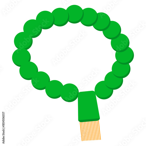 Islamic Prayer Beads Green Color Illustration