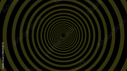 Yellow And Black Concentric Circle Tunnel Pattern Background