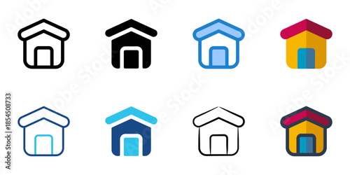 Home icons set multiple style collection. Editable stroke
