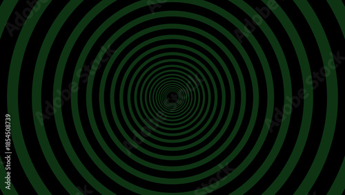 Green And Black Concentric Circle Tunnel Pattern Background