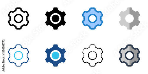 Setting icons set multiple style collection. Editable stroke
