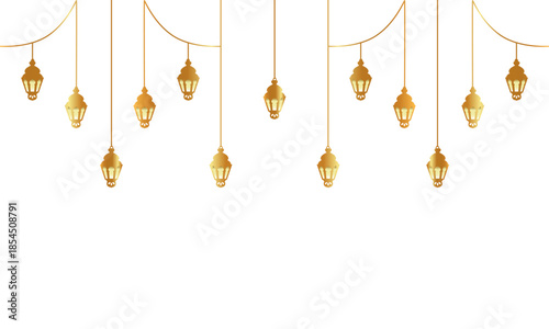 Hanging Gold Lanterns.lantern ramadan kareem background.Symbols of Ramadan Mubarak eps 10
