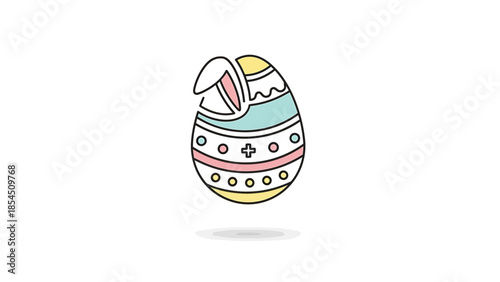 Whimsical Pastel Easter Egg with Bunny Ears Icon for Spring Holiday Celebrations and Festive Designs