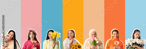 Set of beautiful young girl...