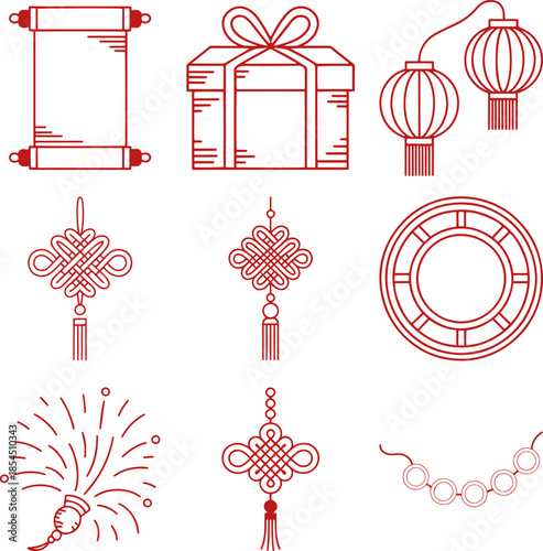 Chinese New Year Line Elements