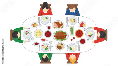 Family Gathering Around Dinner Table.