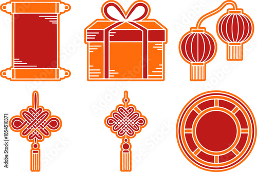 Chinese Tradition Flat Icon Set