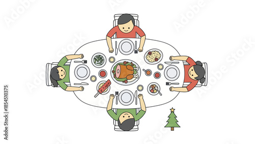 Family Dinner Gathering Around Table.