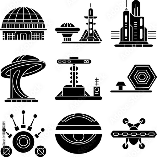 Futuristic Sci-Fi Solid Icons
