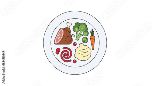 Plate of Roasted Meat and Vegetables.