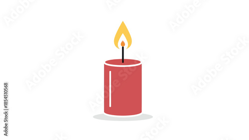 Red Candle with Lit Flame.