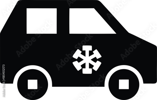 car refrigerator silhouette vector illustration on transparent background