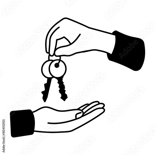 A hand drawn style illustration showing a key handover concept

