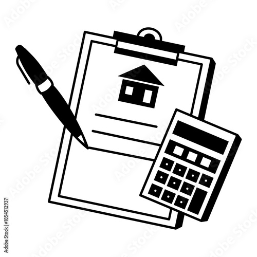 A doodle style illustration depicting a mortgage contract
