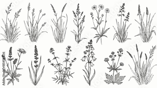Collection of Various Wildflowers and Grasses.