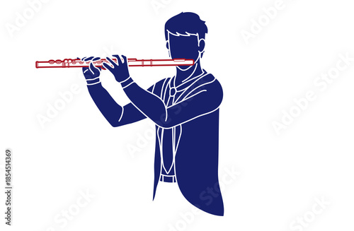 Flute Musician Orchestra Instrument Cartoon Graphic Vector