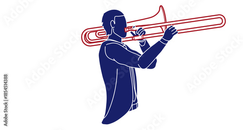 Trombone Musician Orchestra Instrument Cartoon Graphic Vector
