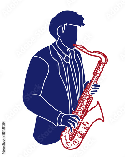 Saxophone Musician Orchestra Instrument Cartoon Graphic Vector