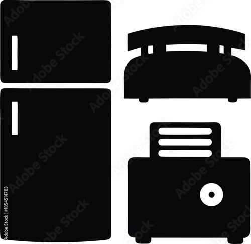 vintage retro appliances great for thematic app silhouette vector illustration on transparent background