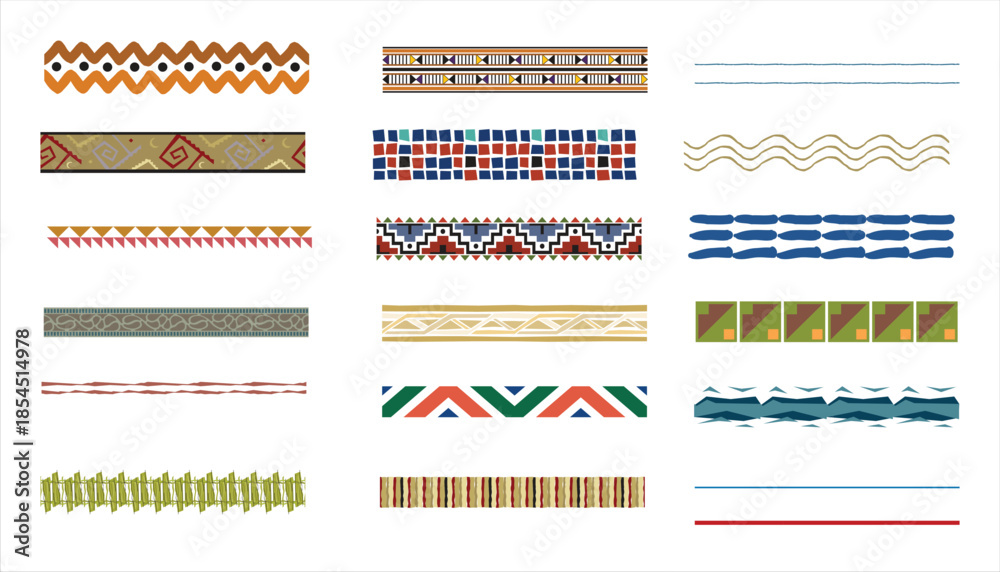 Fototapeta premium Pattern collection isolated on white background