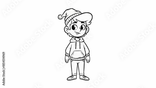Cartoon Elf Character Standing Alone Illustration.