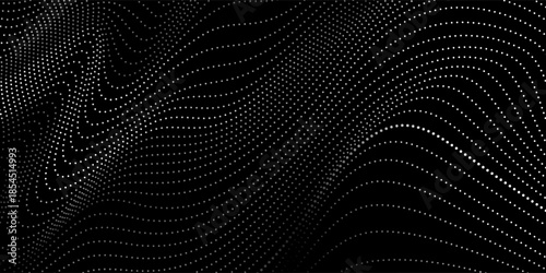 Dot white black wave technology texture background. Abstract big data digital concept. 3d rendering.