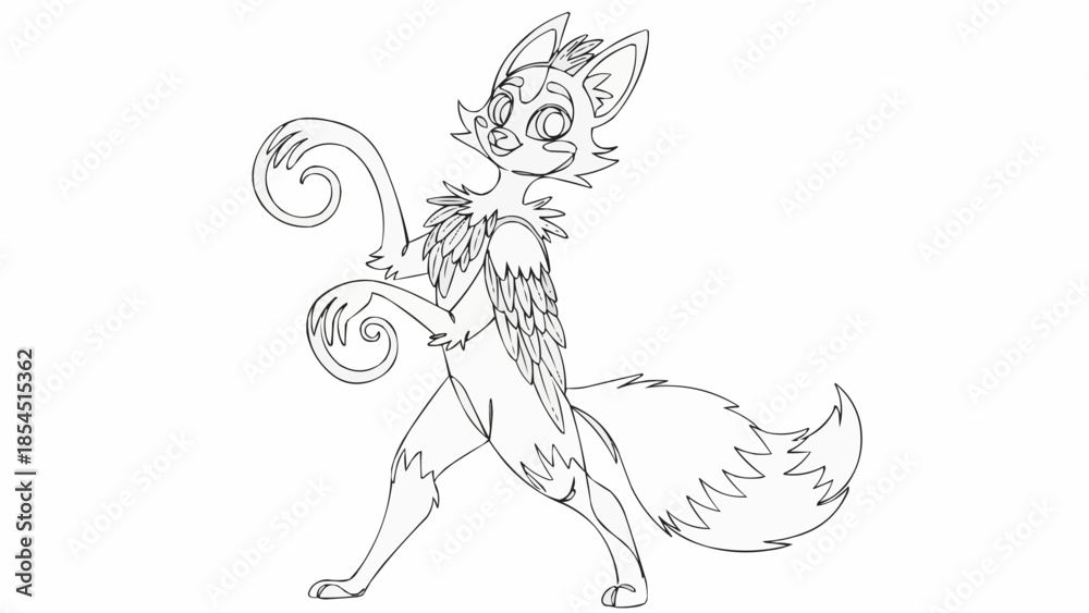 Fototapeta premium Cartoon Fox Character Standing Playfully.