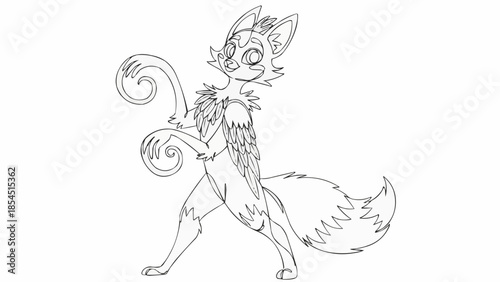 Cartoon Fox Character Standing Playfully.