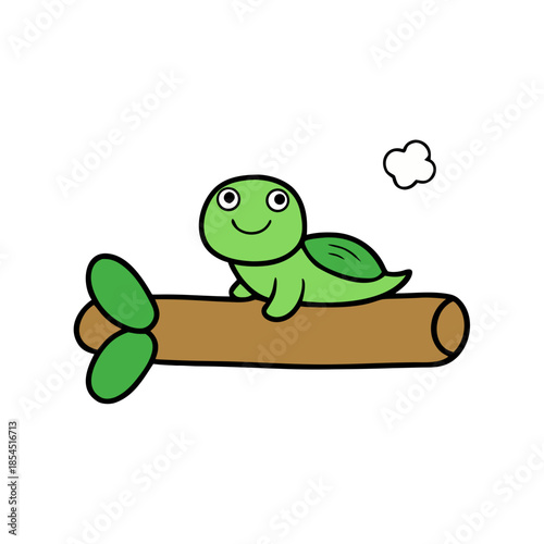 green funny turtle cartoon with a smile