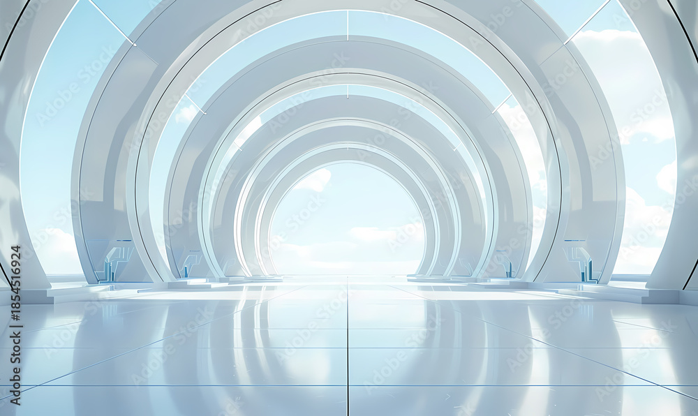 Fototapeta premium Futuristic White Archway Corridor