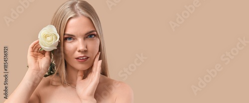 Beautiful blonde woman with...