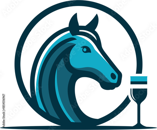Blue horse silhouette logo design