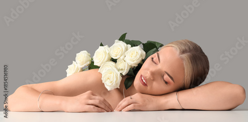 Beautiful blonde woman with...