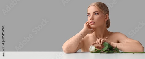 Beautiful blonde woman with...