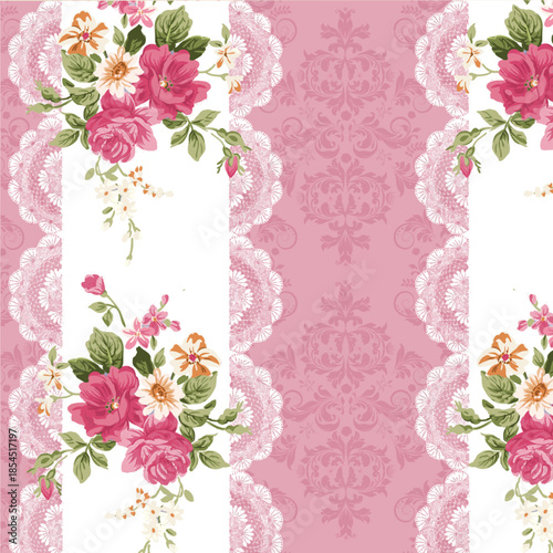 Elegant Pink Roses Floral Seamless Pattern Background