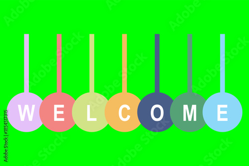 icon welcome with green screen background template vector design